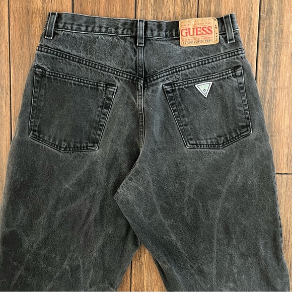 Vintage 80s Guess Jeans Faded Black High Rise Green Patch Relaxed Street 16 33 - Picture 1 of 14